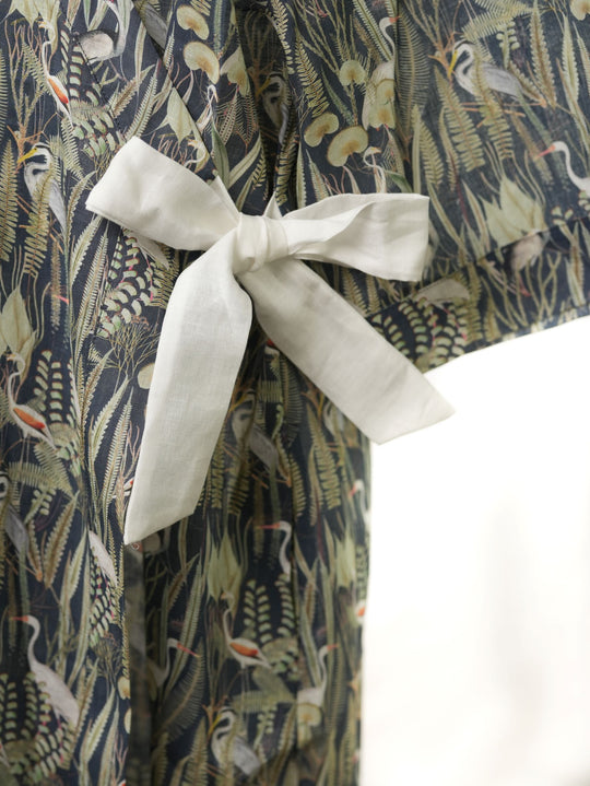 Side Tie Robe in Cranes